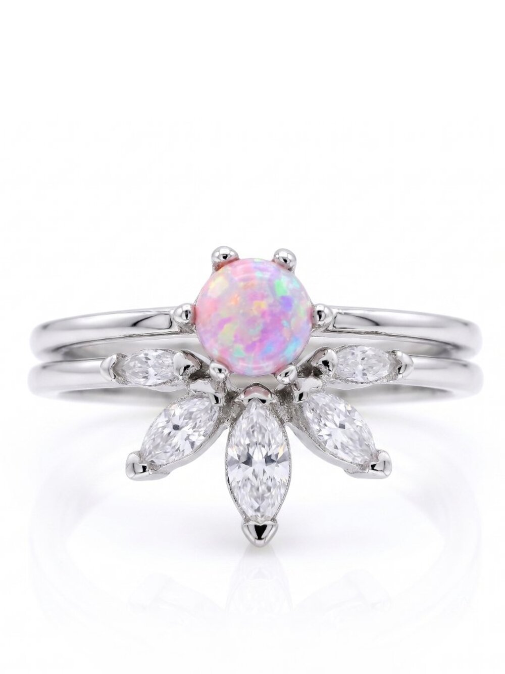 Pink Opal Ring Set, size 9, 925 Sterling Silver Charmed Aroma